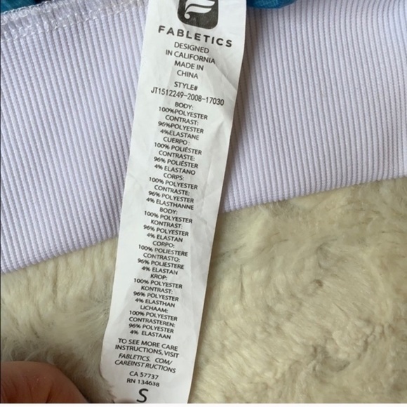 FABLETICS spring blue floral mesh sleeve zip light jacket - Picture 8 of 8